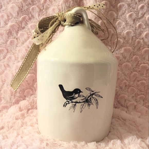 2-sided Rae Dunn "Chirp" birdhouse with ribbon & bird/branch print on back. - Picture 3 of 16